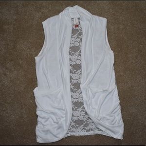 No Boundaries lace back sleeveless cardigan
